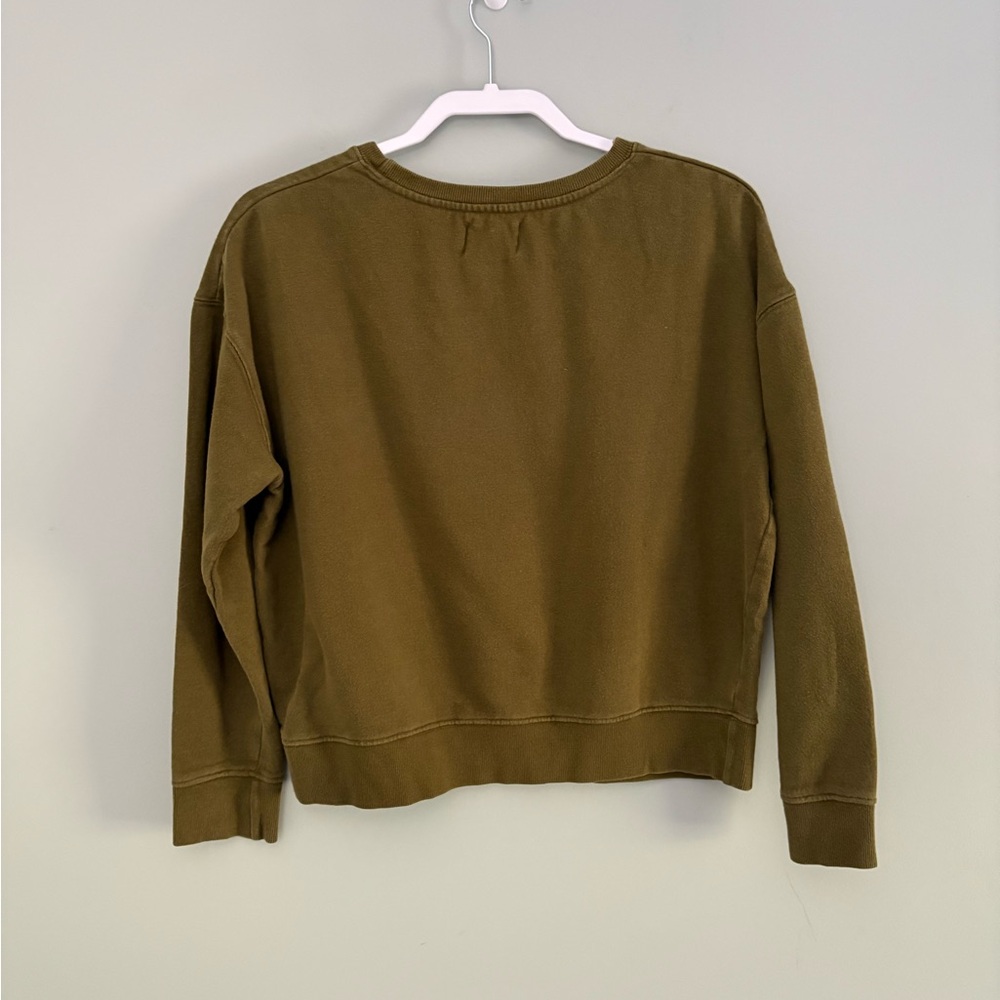 Pact "Indoorsy" Olive Cotton Sweatshirt Size M - Picture 7 of 9